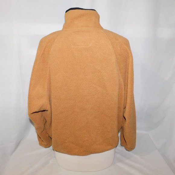 American Eagle Snap Front Sherpa Fleece Jacket Blue Tan Brown Womens XS - Picture 10 of 11